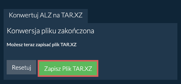 Zapisz plik TAR.XZ