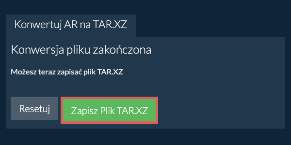 Zapisz plik TAR.XZ