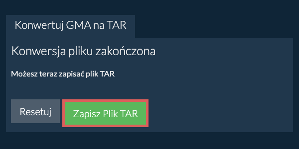 Zapisz plik TAR