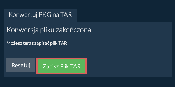 Zapisz plik TAR