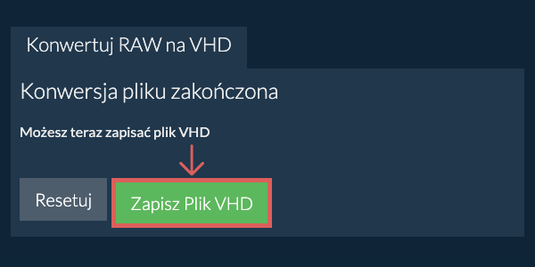 Zapisz plik VHD