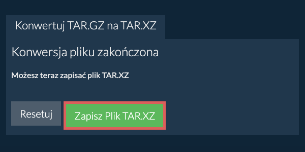 Zapisz plik TAR.XZ