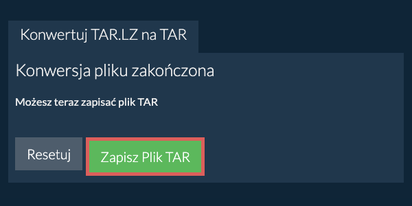 Zapisz plik TAR