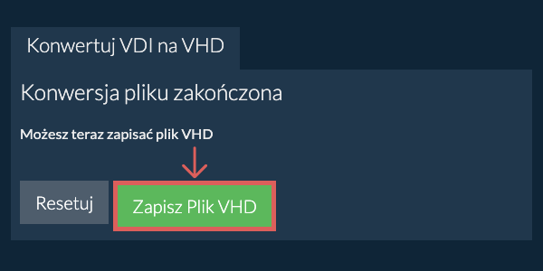 Zapisz plik VHD