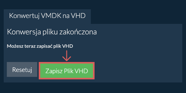Zapisz plik VHD