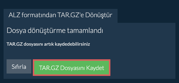 TAR.GZ Dosyasını Kaydet