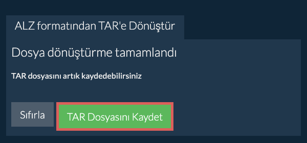 TAR Dosyasını Kaydet