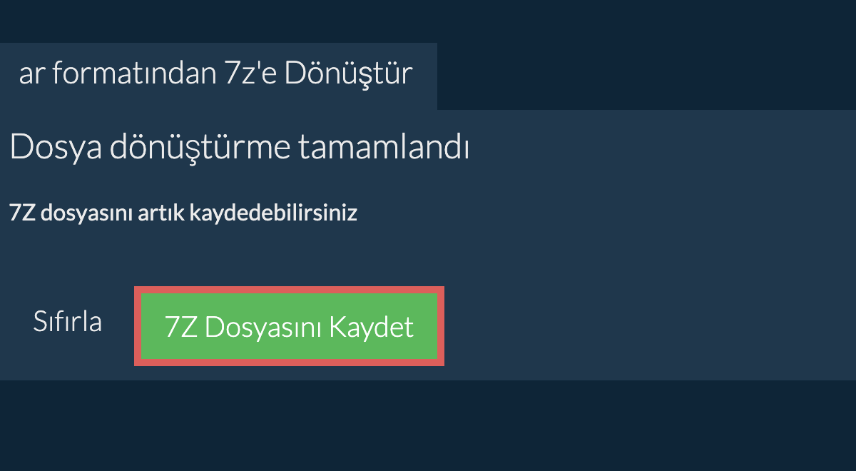 7Z Dosyasını Kaydet
