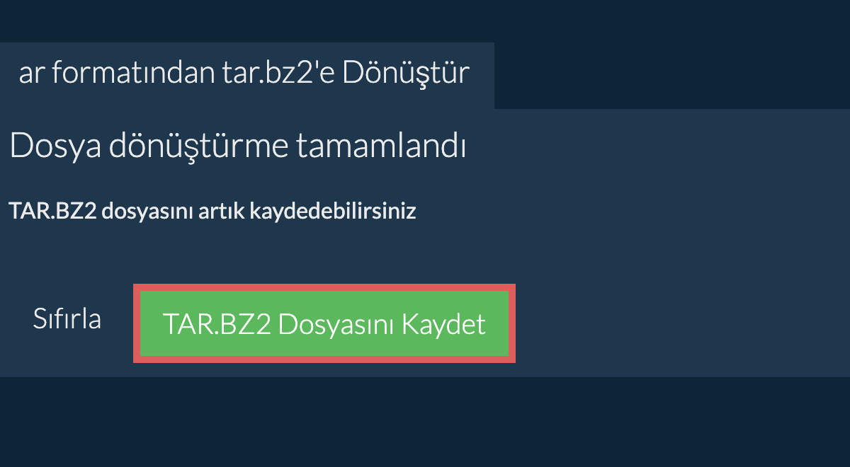 TAR.BZ2 Dosyasını Kaydet