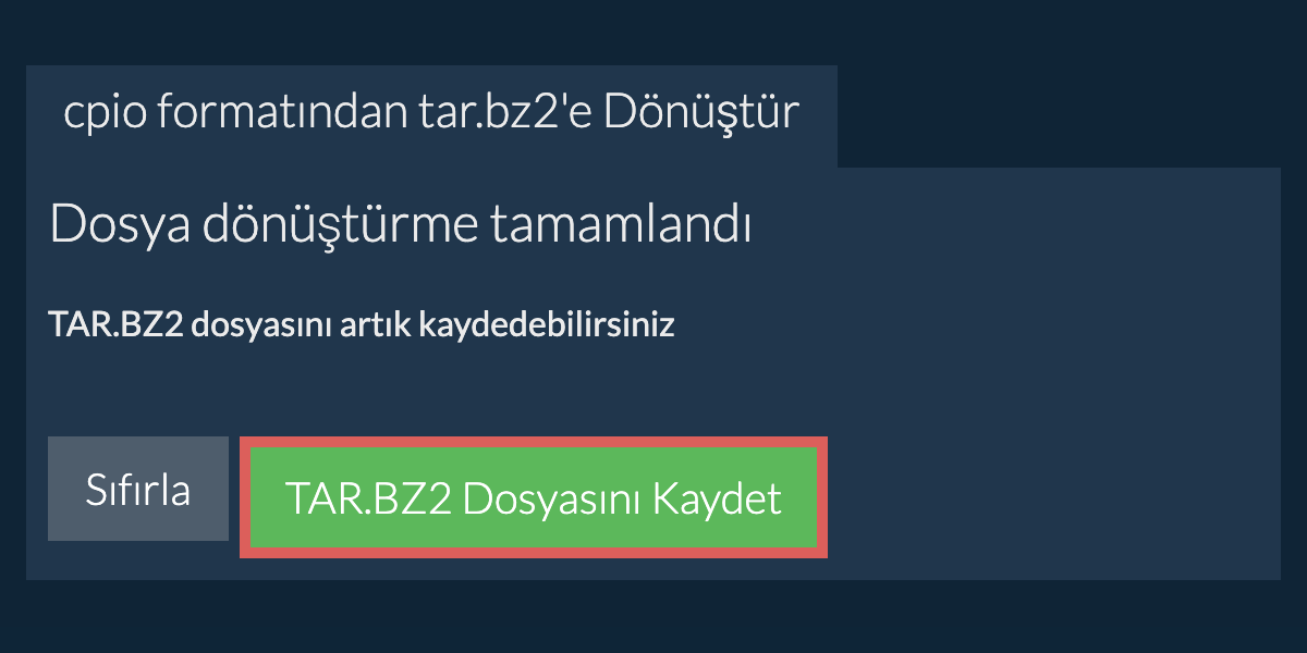 tar.bz2 Dosyasını Kaydet