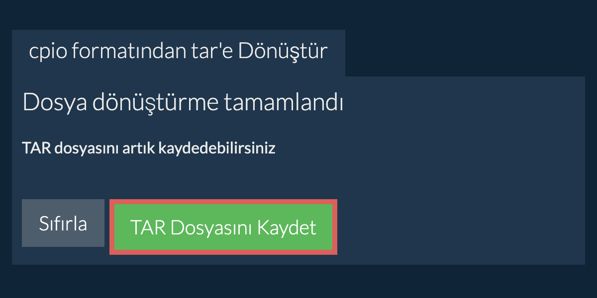 tar Dosyasını Kaydet