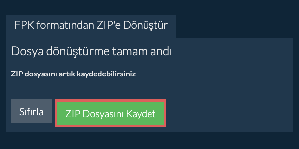 ZIP Dosyasını Kaydet