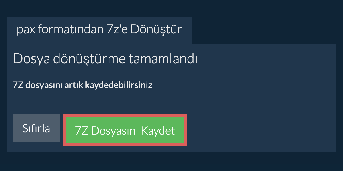 7Z Dosyasını Kaydet