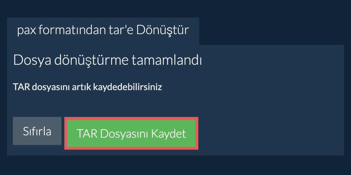TAR Dosyasını Kaydet
