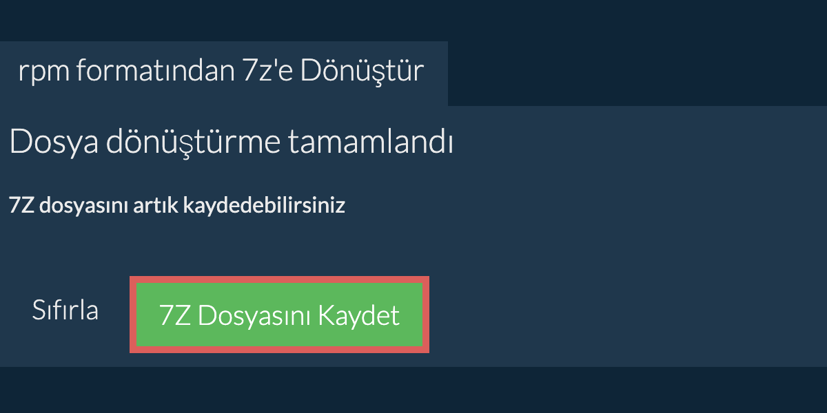 7z Dosyasını Kaydet