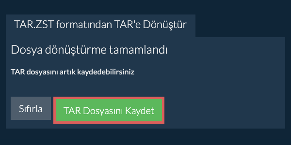 TAR Dosyasını Kaydet