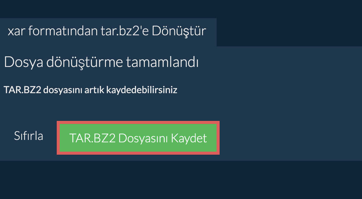 TAR.BZ2 Dosyasını Kaydet