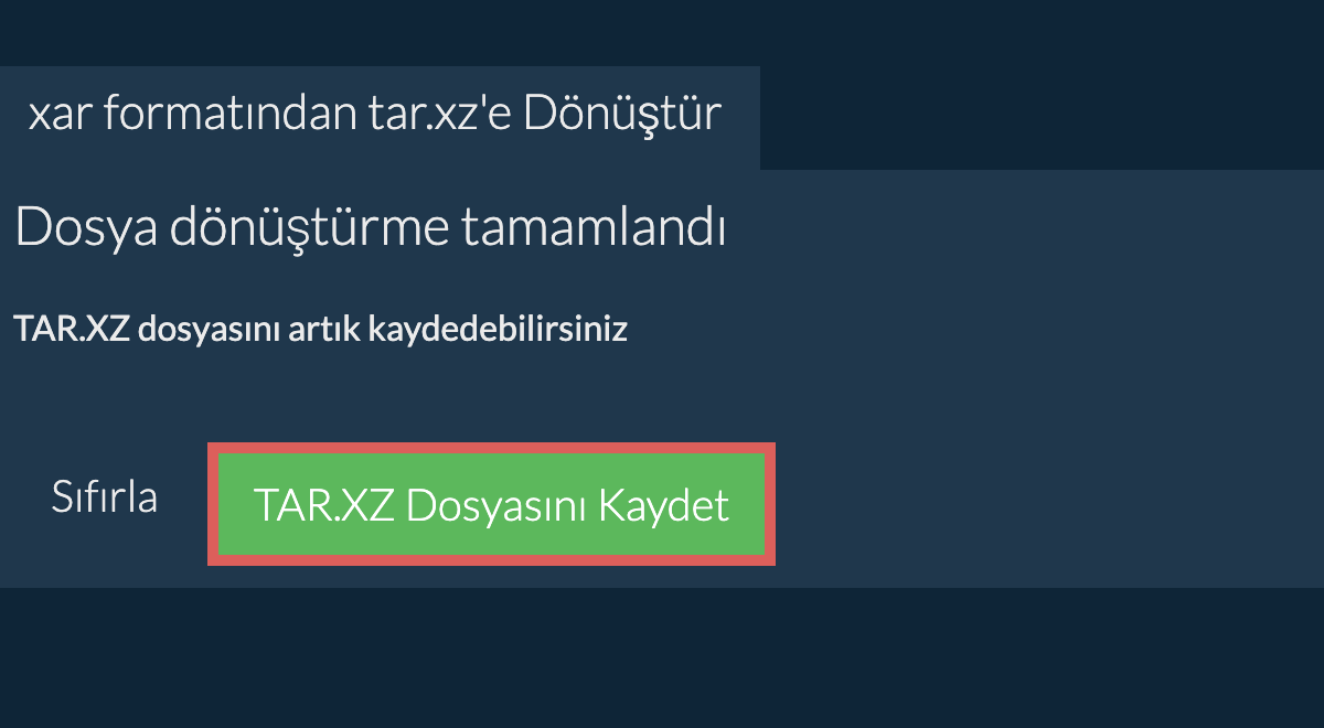 TAR.XZ Dosyasını Kaydet