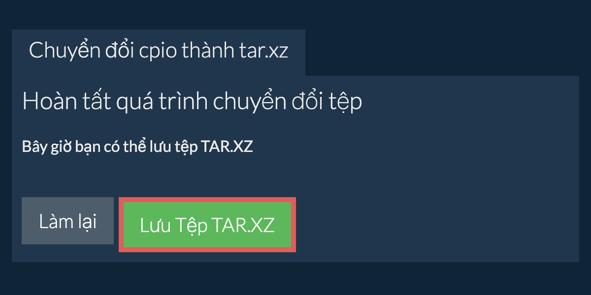 Lưu tệp tar.xz