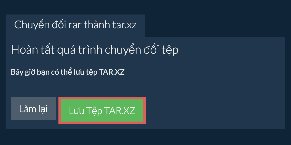 Lưu tệp tar.xz