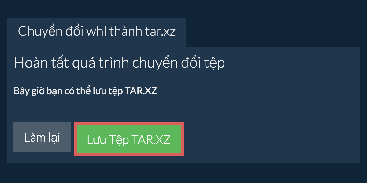 Lưu tệp tar.xz