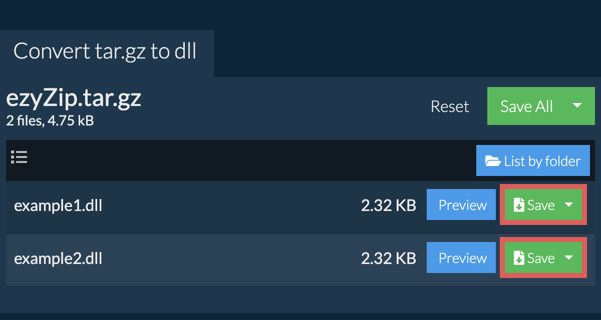 Convert TAR GZ To DLL Online Quick Secure FREE EzyZip