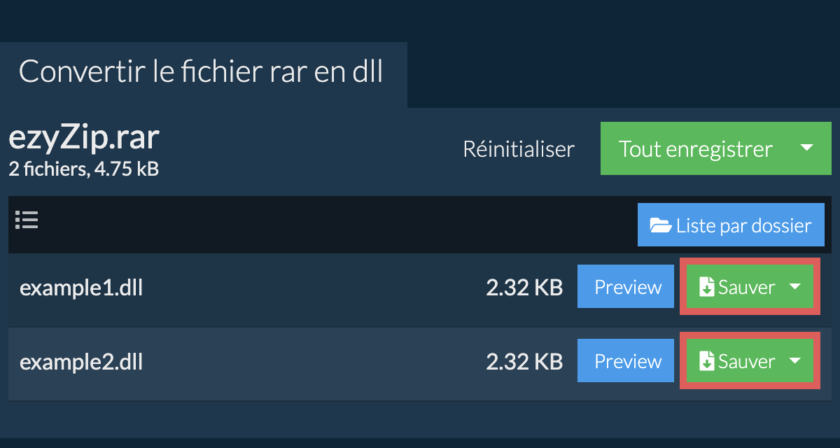 Convertir RAR en DLL En Ligne (Aucune inscription requise!) ezyZip