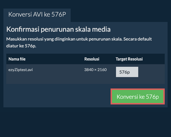 Konversi ke 576p Kompres 576p