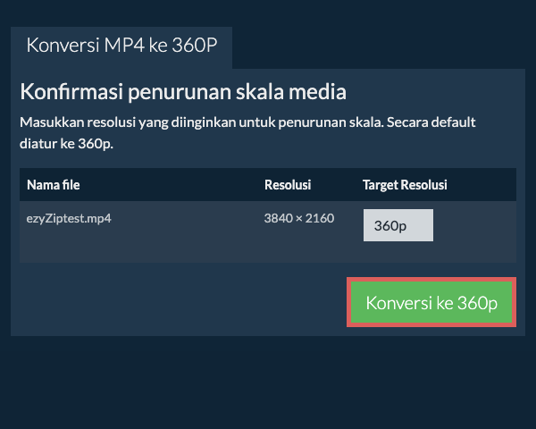 Konversi ke 360p Kompres 360p