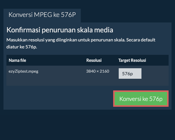 Konversi ke 576p Kompres 576p