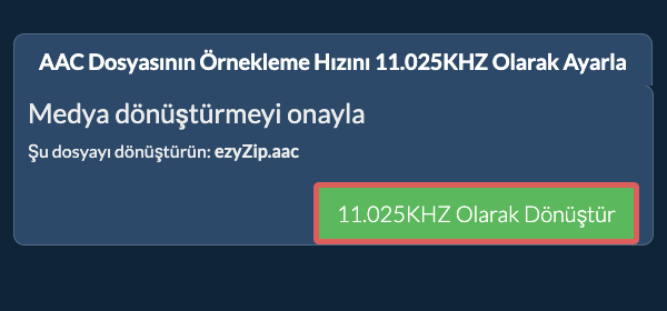 aac Dosyasının Örnekleme Hızını 11.025kHz Olarak Ayarla