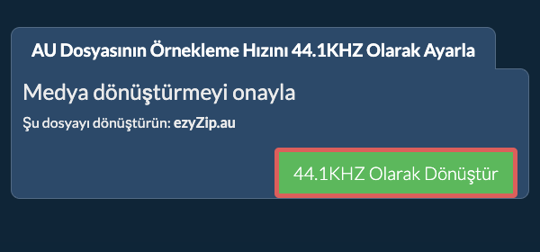 au Dosyasının Örnekleme Hızını 44.1kHz Olarak Ayarla