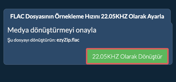 flac Dosyasının Örnekleme Hızını 22.05kHz Olarak Ayarla