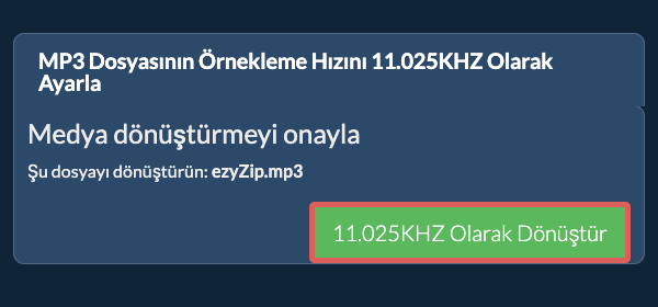 mp3 Dosyasının Örnekleme Hızını 11.025kHz Olarak Ayarla