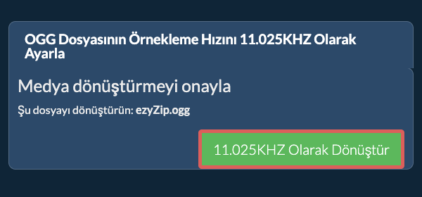 ogg Dosyasının Örnekleme Hızını 11.025kHz Olarak Ayarla