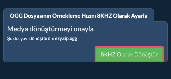 ogg Dosyasının Örnekleme Hızını 8kHz Olarak Ayarla