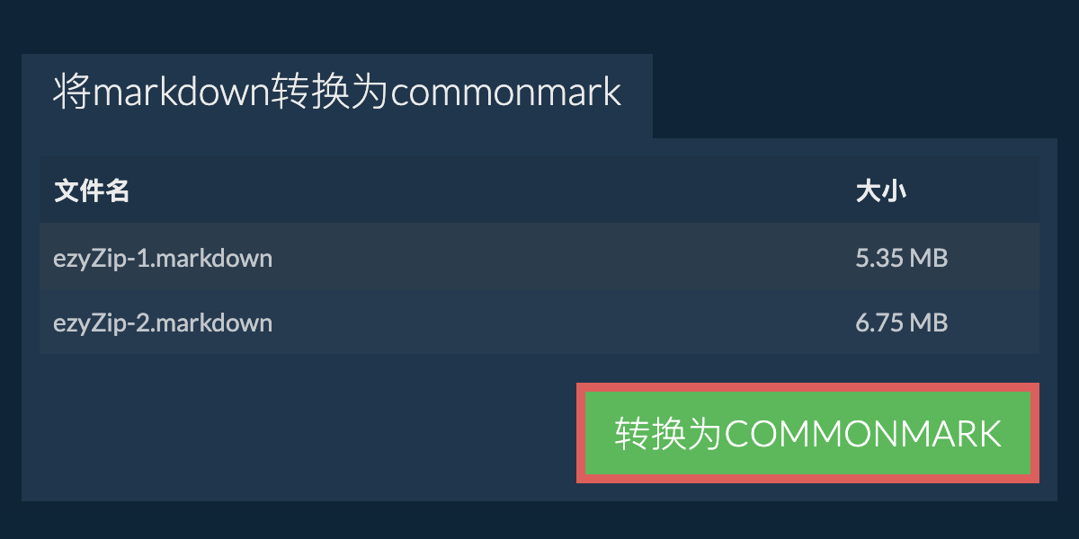 转换为COMMONMARK文件