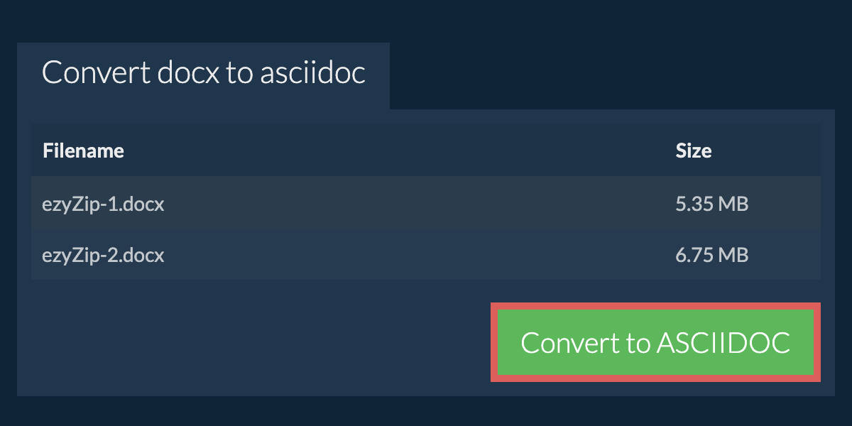 Convert to ASCIIDOC
