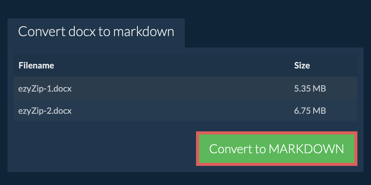 Convert to MARKDOWN