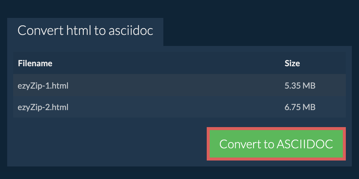 Convert to ASCIIDOC