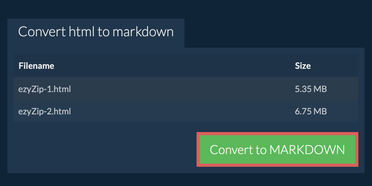 Convert to MARKDOWN