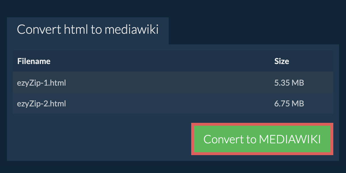 Convert to MEDIAWIKI