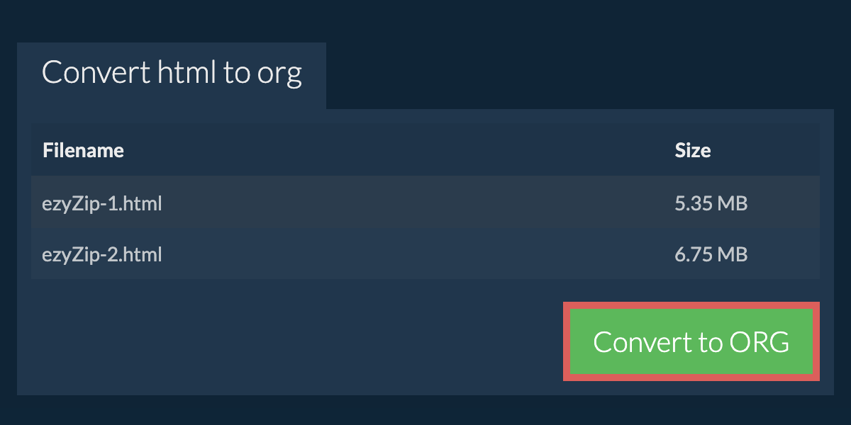 Convert to ORG
