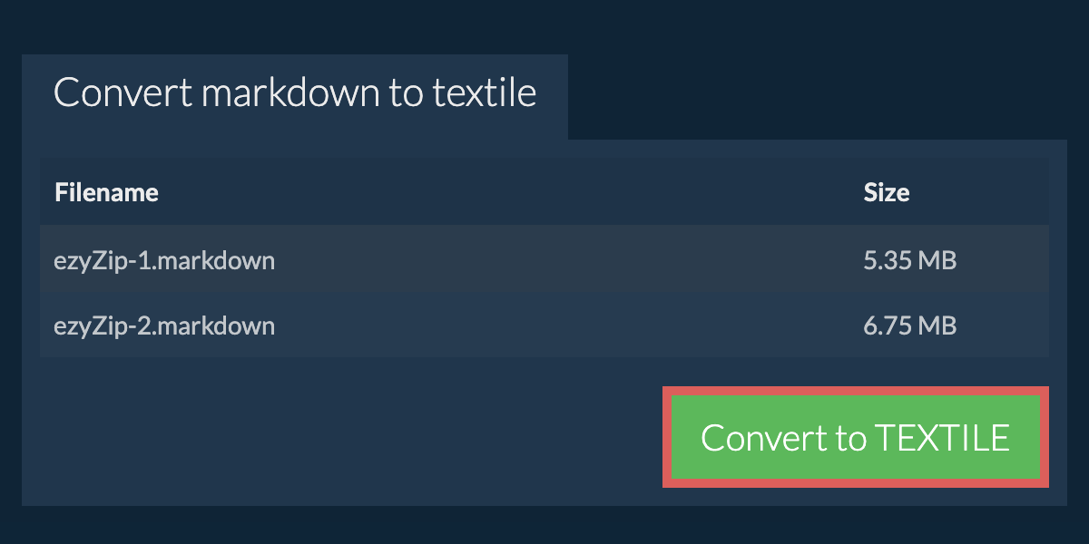 Convert to TEXTILE