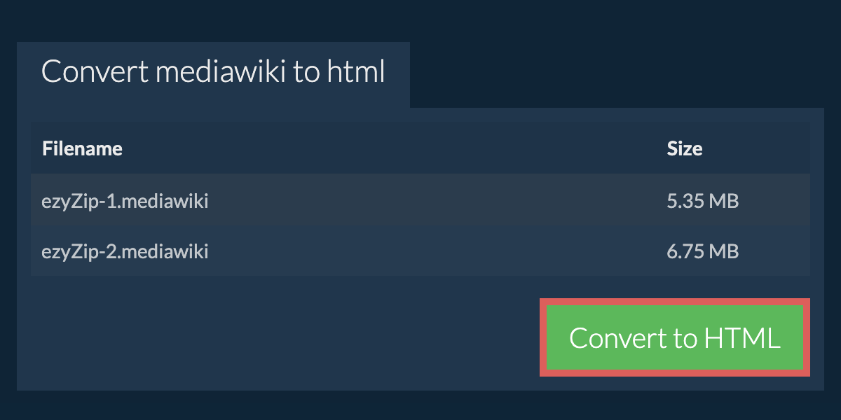Convert to HTML