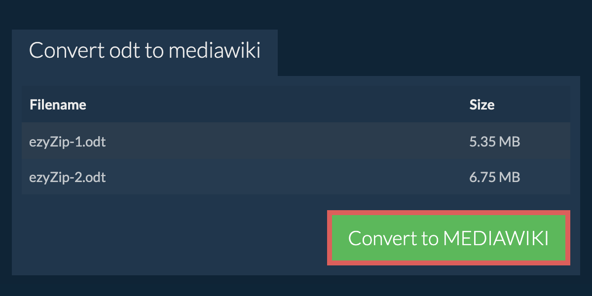Convert to MEDIAWIKI
