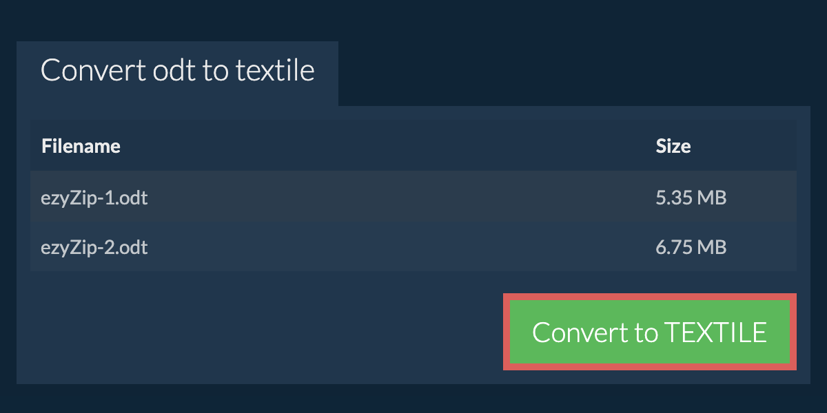 Convert to TEXTILE