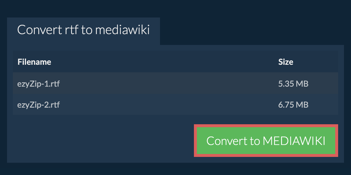 Convert to MEDIAWIKI
