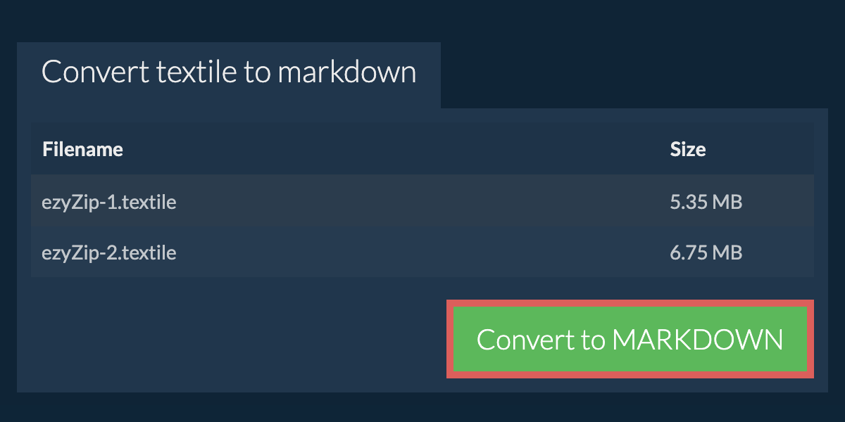 Convert to MARKDOWN