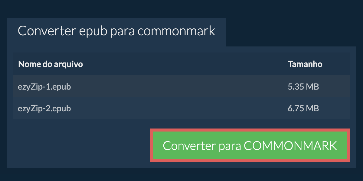 Converter em COMMONMARK